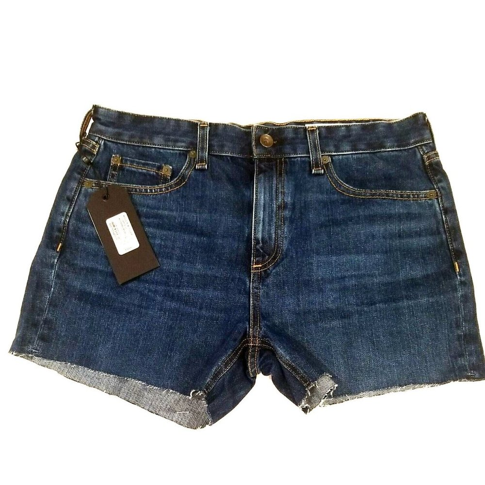 Rag‎ & Bone Womens 27 Jean Shorts Justine High Waist Raw Hem Denim Blue
